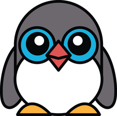 penguin in line icon style