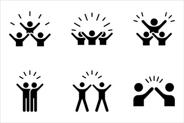 group happy people icon set, party friends, joy expression feeling, vector illustration on white background