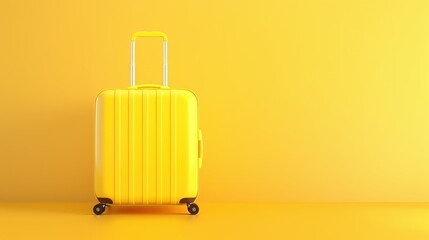 Obraz premium A yellow suitcase is sitting on a yellow background