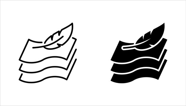 fabric with feather filler icon set, high comfort structure, less weight, vector illustration on white background