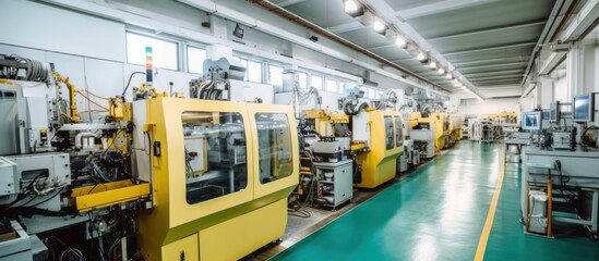 Fototapeta premium Industrial Factory with Yellow Production Machinery