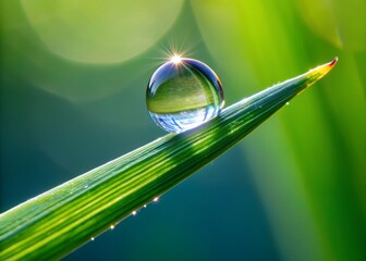  drop of water on  grass