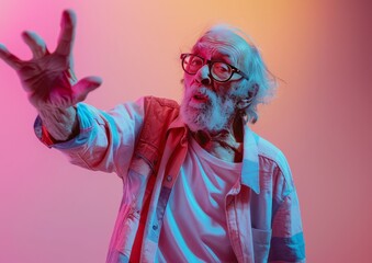 Fototapeta premium Stylish Elderly Man and Tattoos in Sunglasses