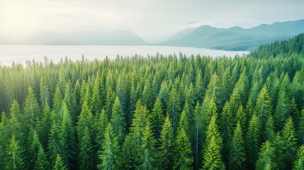 Obraz premium A forest with a lake in the background