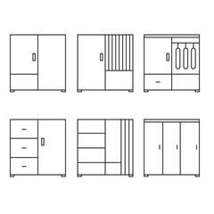 Wardrobe Line Icon Set Template. Cupboard Icon in Monoline Concept