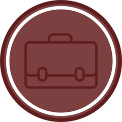 Suitcase Vector Line Double Circle Maroon