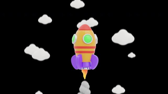 3D Animation of Rocket Launched into Space | Alpha Channel
