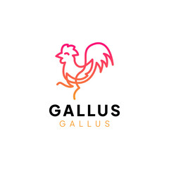Gallus chicken logo design template, gradient rooster design art line style, logo for restaurants, fried chicken, fast food, and business.