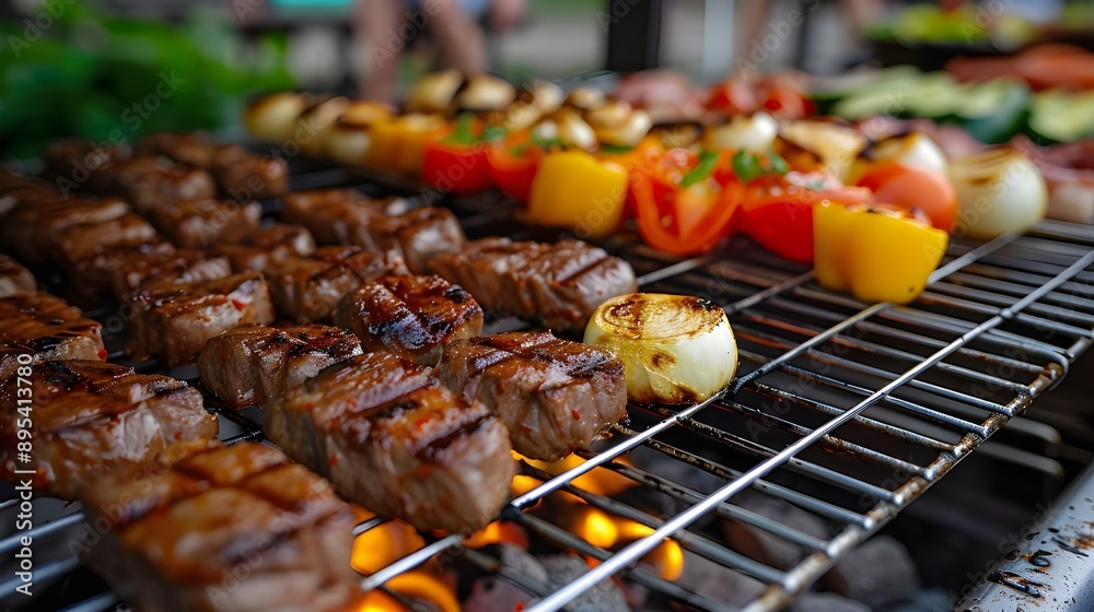 Wall mural meat on the grill