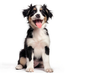 border collie puppy, white background
