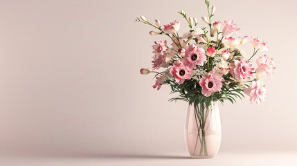 Naklejka premium Graceful bouquet of flowers in a vase, presented against a plain background, UHD, Masterpiece 