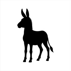 Cute donkey silhouette on white background. Donkey icon vector sign illustration design.