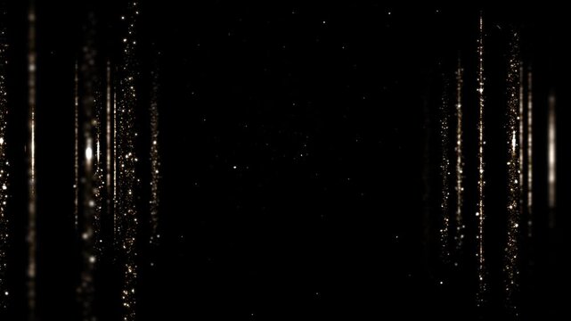 Gold dust particles fly in slow motion in the air lingering slowly. Dust Particles Background Bokeh Lights Background on Black Background 4k Footage Snow Particles  Backgrounds Loop without BG
