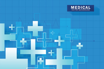 Abstract Geometric medical cross shape medicine and science concept background