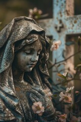 Obraz premium The Virgin Mary and the Cross: The Sacred Symbol and the bond of Salvation