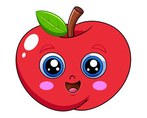 red apple kawaii cartoon
