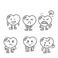hand drawn doodle cute kawaii love heart character