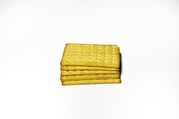 Crackers crispy are spread on a white background