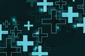 Abstract geometric medical cross shape medicine and science concept background