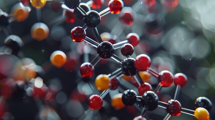 A close-up of a molecule model, showing the intricate structure and bond angles, representing the complexity of pharmacological compounds.