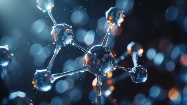 A close-up of a nitrogen molecule, showing its structure and the arrangement of its atoms, against a dark background to highlight its intricate details.