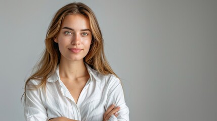 Professional Environmental Management Officer Facing Camera on White Background, Half Body Premium Shot