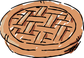 Stylish hand drawn illustration of a Apple Pie, coloring autumn.