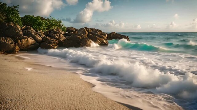 caibbean sea, south eastern, Beach and sea waves shot from above in Barbados, travel videos, travel guides, vacations, luxury vacation, Saint Lucia, eastern Caribbean Sea

