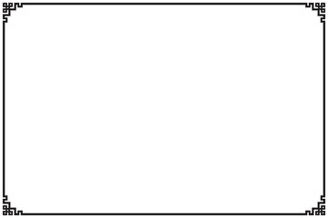 Elements of ornate vintage frames. Black on white oriental style, chinese motifs. Design print for greeting cards, wedding invitations, restaurant menu, royal certificates. Set 3
