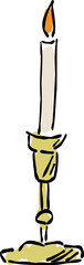 Stylish hand-drawn illustration of a candle in autumn.