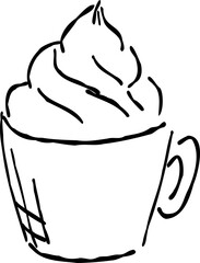 Stylish hand drawn illustration of a Coffee, coloring autumn.