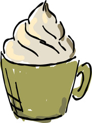 Stylish hand drawn illustration of a Coffee, coloring autumn.