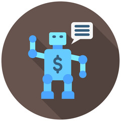 Fototapeta premium Robo Advisor rounded multi color icon, related to financial technology theme. use for UI or UX kit, app and web development.