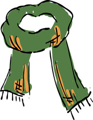 Stylish hand drawn illustration of a Scarf, coloring autumn.