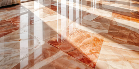 Warm Elegance: Rosa Portugu&eacute;s Marble Tile Installation - Alternating Pattern, High Resolution - Perfect for Elegant Flooring