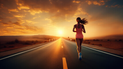 young man runner start running on road