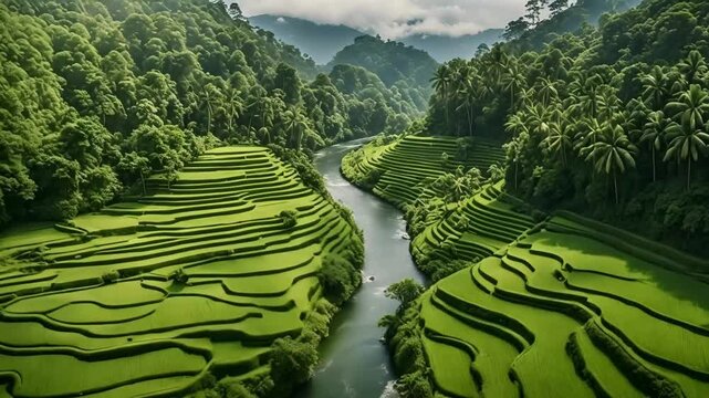 longest river in Bali, close up scene of the scenic Ayung River meanders through lush tropical forests, valleys, rice fields, rocky outcrops, villages and waterfalls, bali travel, indonesia, vlogs