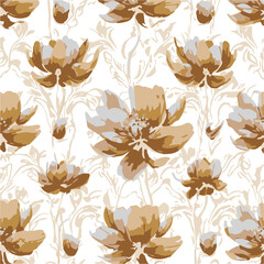 abstract,  blooming flowers, motif arrangement with medium tone, all over vector design,  background illustration digital image for wrapping paper or textile printing