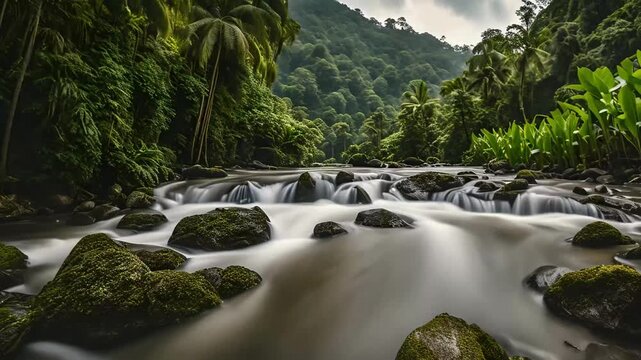 longest river in Bali, close up scene of the scenic Ayung River meanders through lush tropical forests, valleys, rice fields, rocky outcrops, villages and waterfalls, bali travel, indonesia, vlogs