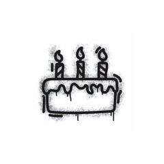 Birthday cake spray painted black on white. Birthday cake symbol. isolated on white background. vector illustration