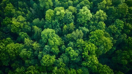 Lush Evergreen Forest from Aerial Drone Perspective with Clear Sky