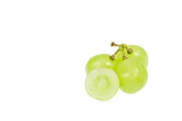 Cross section of fresh Shine Muscat grapes. white background - vitis vinifera 'shine muscat'