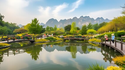 Obraz premium Serene and idyllic scene of a glassy calm lake.generative.ai 