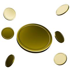 monedas doradas 3d fondo transparente