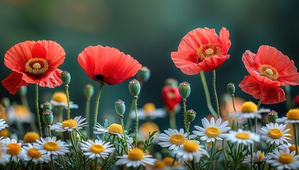Obraz premium Poppies and daisies 