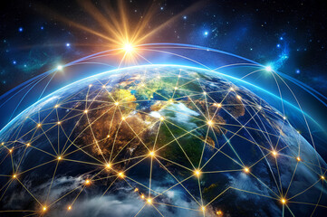 Fototapeta premium Telecommunication and data transfer, connection links