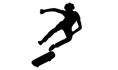 silhouette of man riding skate and performing jump trick