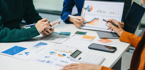 Business team meeting present.professional investor working with  Finance managers task.