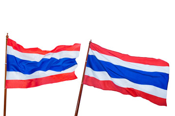Two flags of Thailand are shown, one is red, white and blue