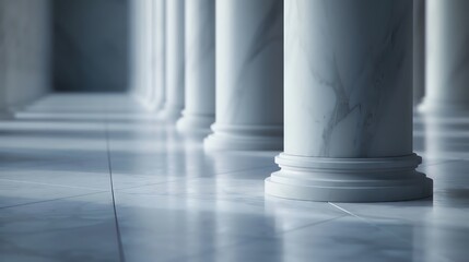 Marble columns in a modern minimalist interior, photorealistic, clean lines, detailed,
